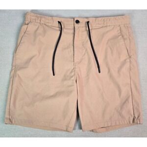DEVEREUX Men's Tan Golf Chino Shorts Elastic Waist‎ Drawstring Pockets Size 36